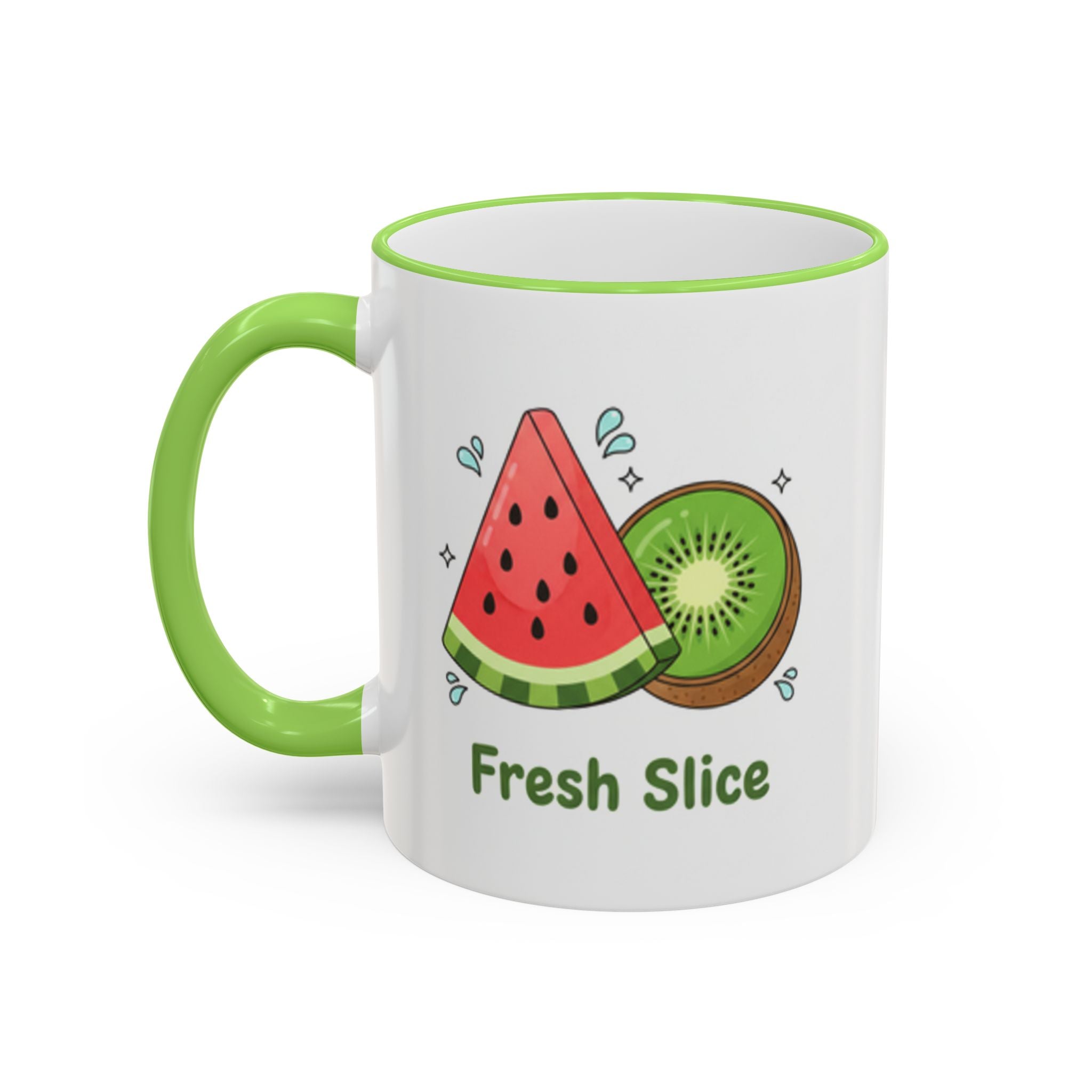 WATERMELON KIWI Accent Rim & Handle Mug (11oz, 15oz)
