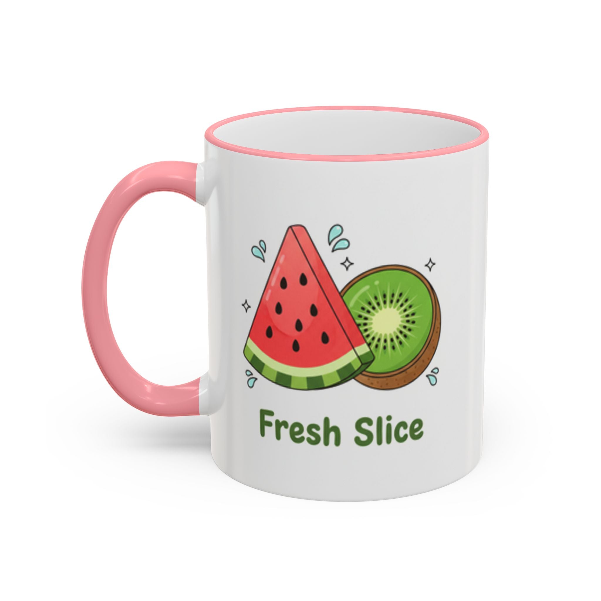 WATERMELON KIWI Accent Rim & Handle Mug (11oz, 15oz)