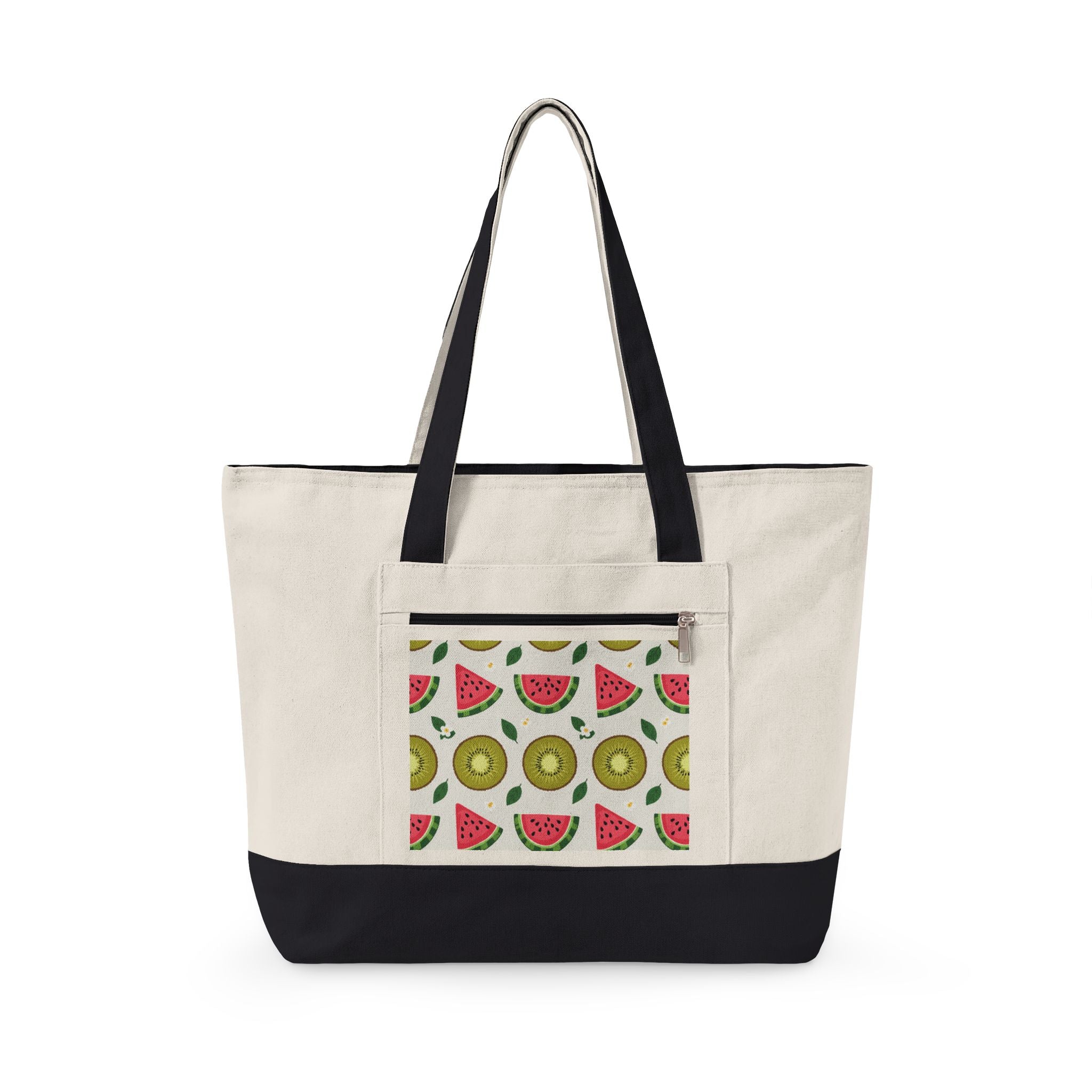 Zippered WATERMELON KIWI Tote