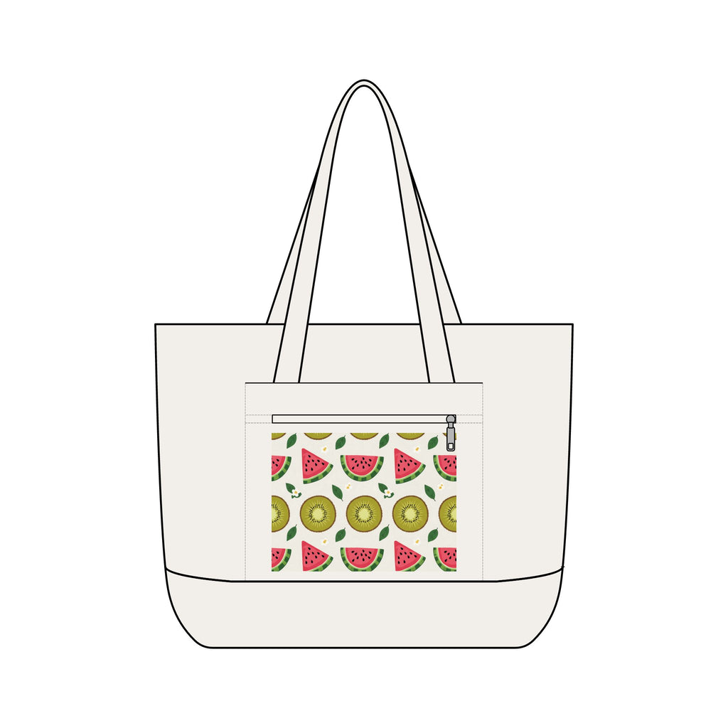 Zippered WATERMELON KIWI Tote