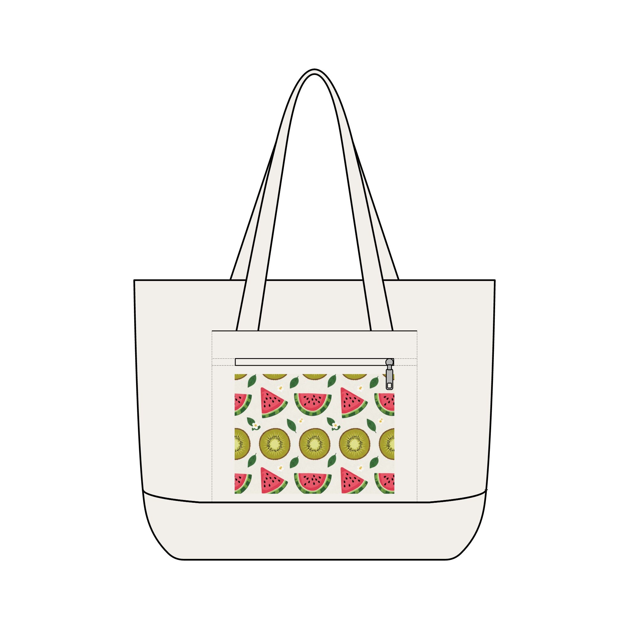 Zippered WATERMELON KIWI Tote