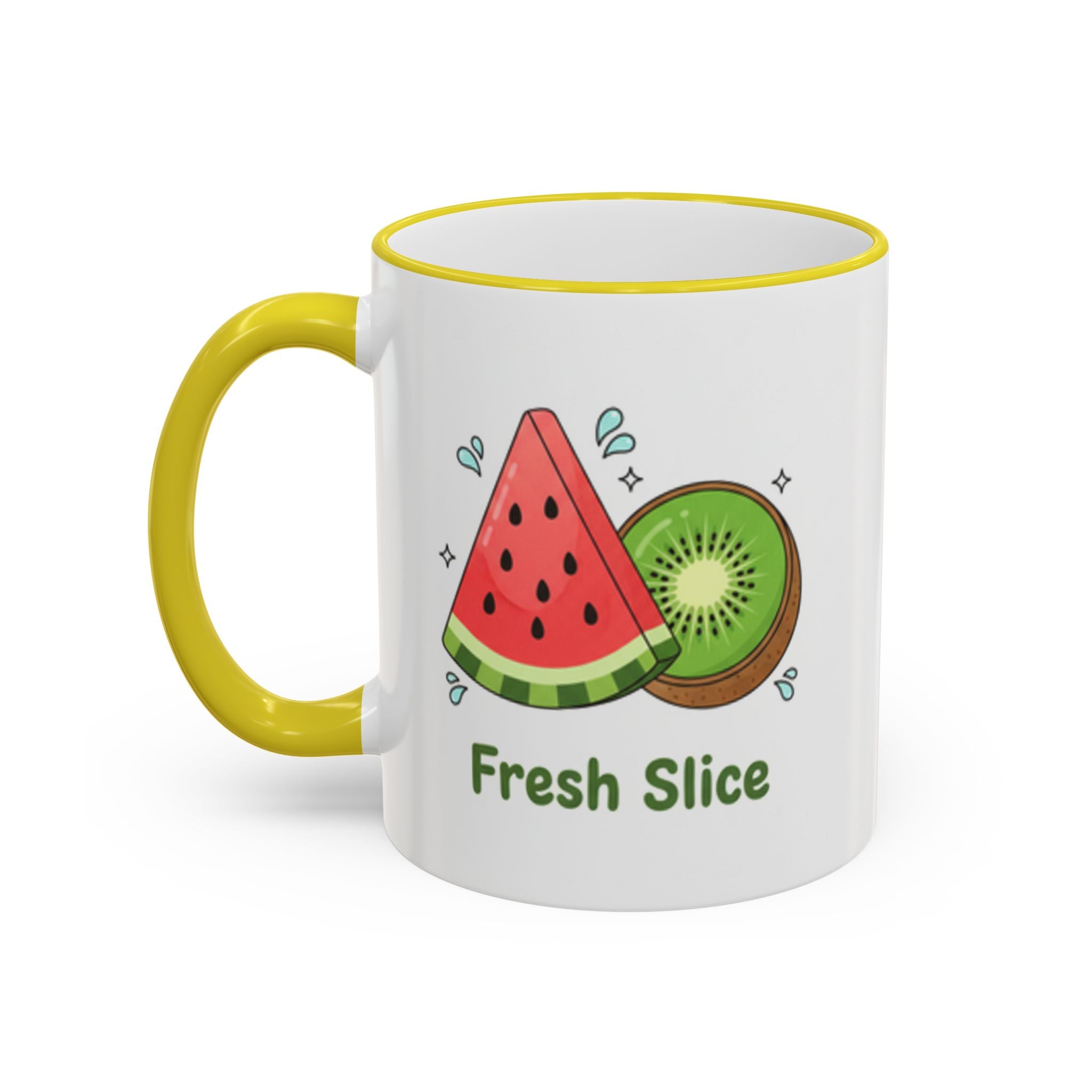 WATERMELON KIWI Accent Rim & Handle Mug (11oz, 15oz)