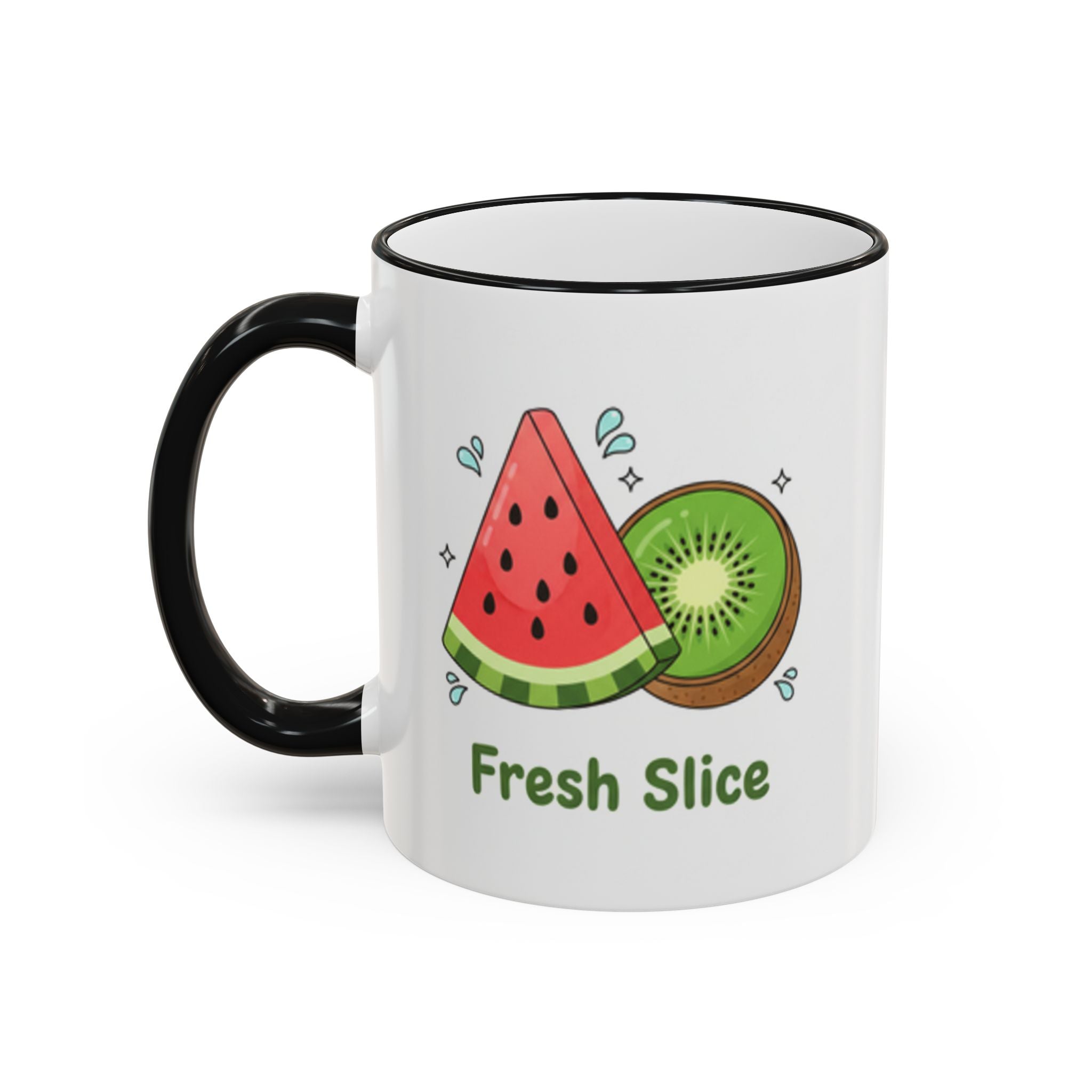 WATERMELON KIWI Accent Rim & Handle Mug (11oz, 15oz)
