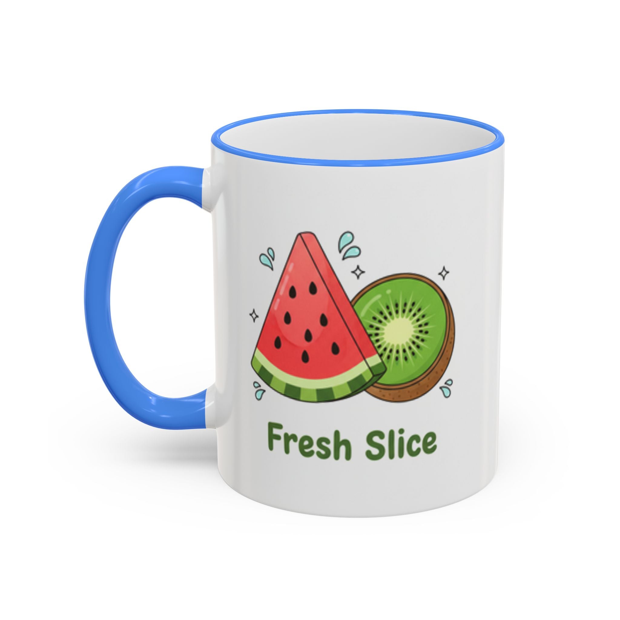 WATERMELON KIWI Accent Rim & Handle Mug (11oz, 15oz)