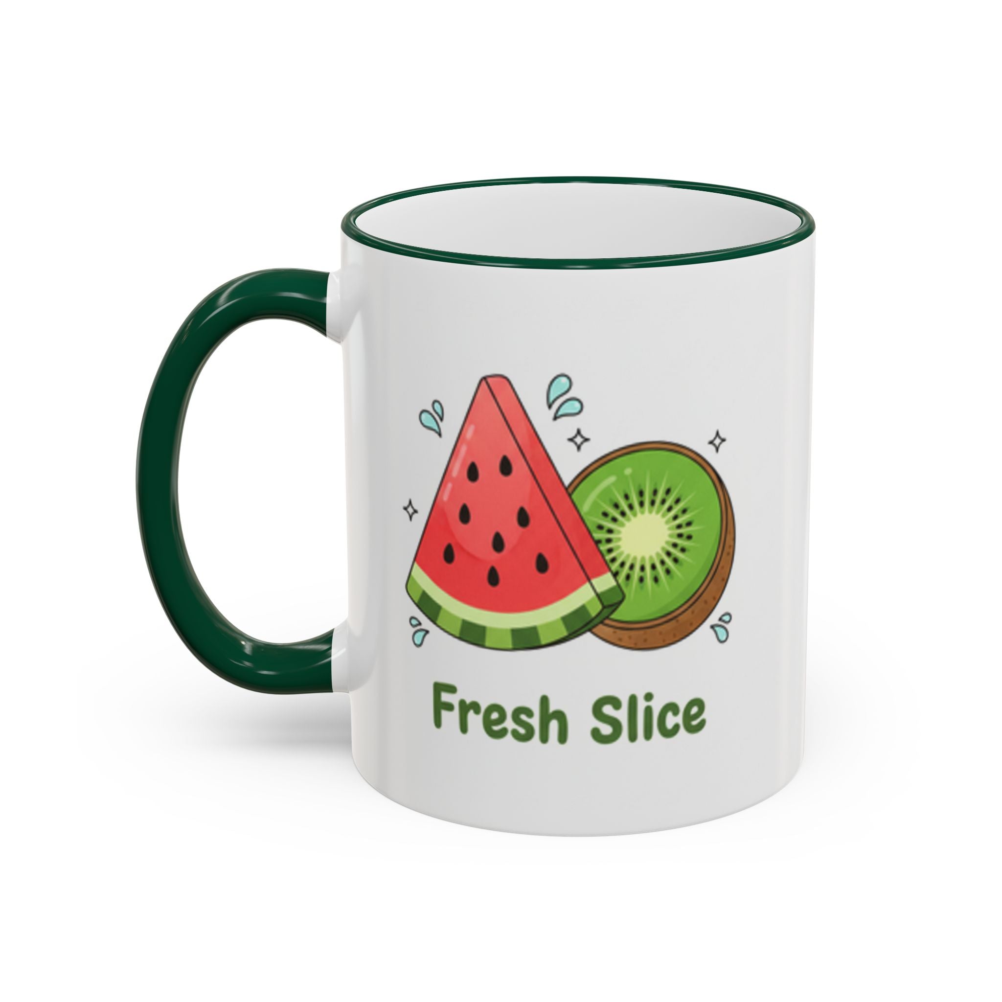 WATERMELON KIWI Accent Rim & Handle Mug (11oz, 15oz)