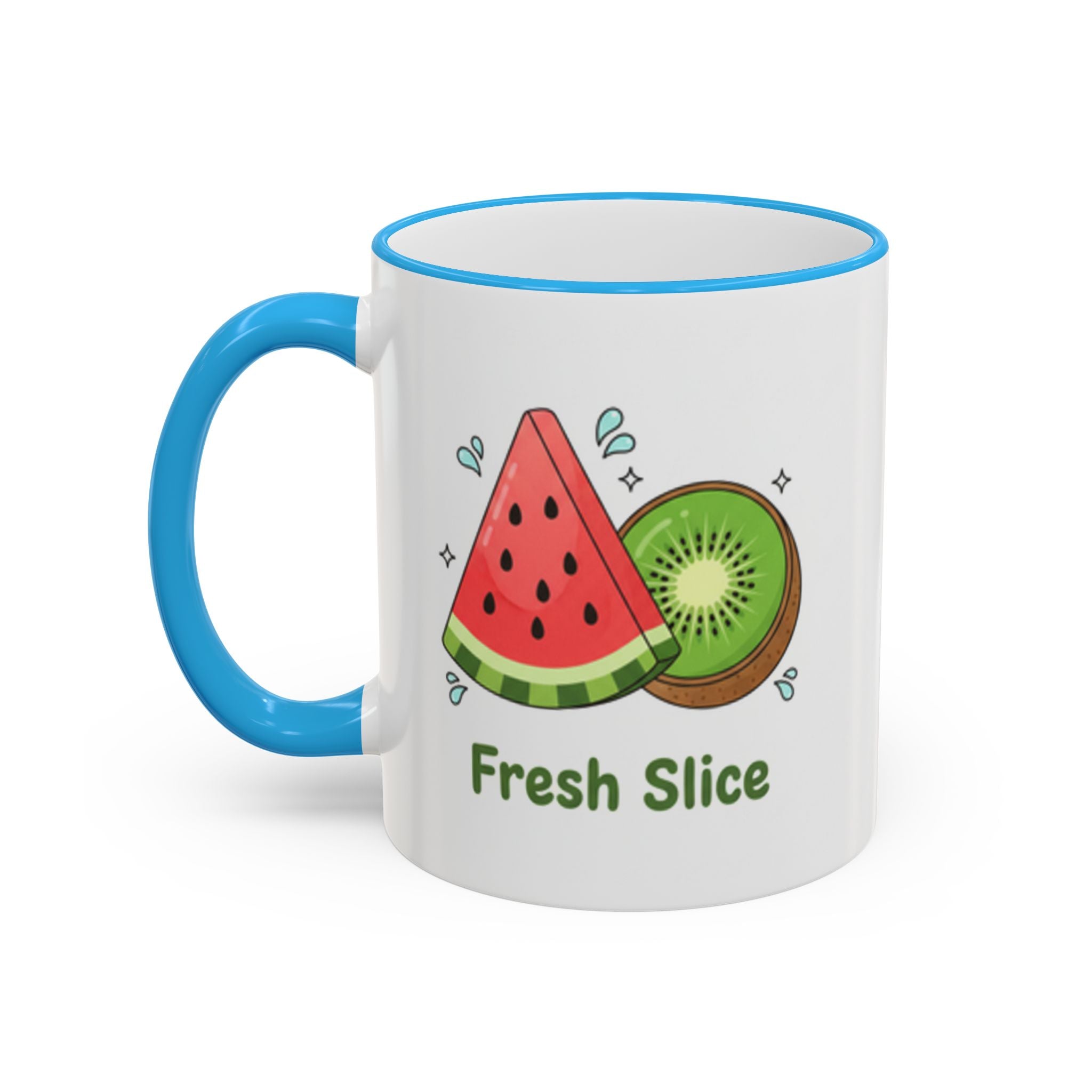 WATERMELON KIWI Accent Rim & Handle Mug (11oz, 15oz)